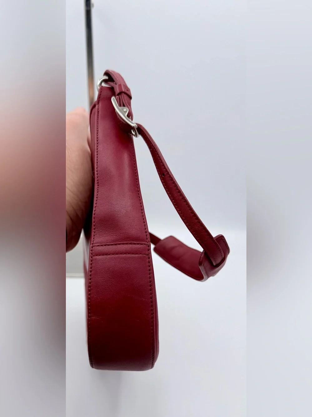 Coach Ergo Demi Hobo Bag Red Glove Leather Silver Hardware Y2K Shoulder Bag 8319